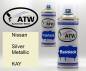 Preview: Nissan, Silver Metallic, KAY: 400ml Sprühdose + 400ml Klarlack - Set, von ATW Autoteile West.